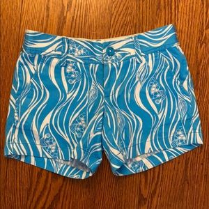 Lily Pulitzer Blue and White Fish Shorts